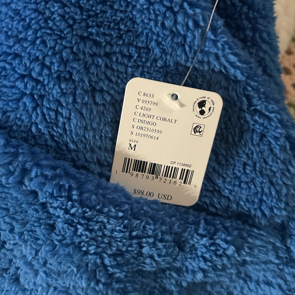 Free People SCOUT IT OUT cobalt blue indigo fleece vest MEDIUM - Picture 2 of 3
